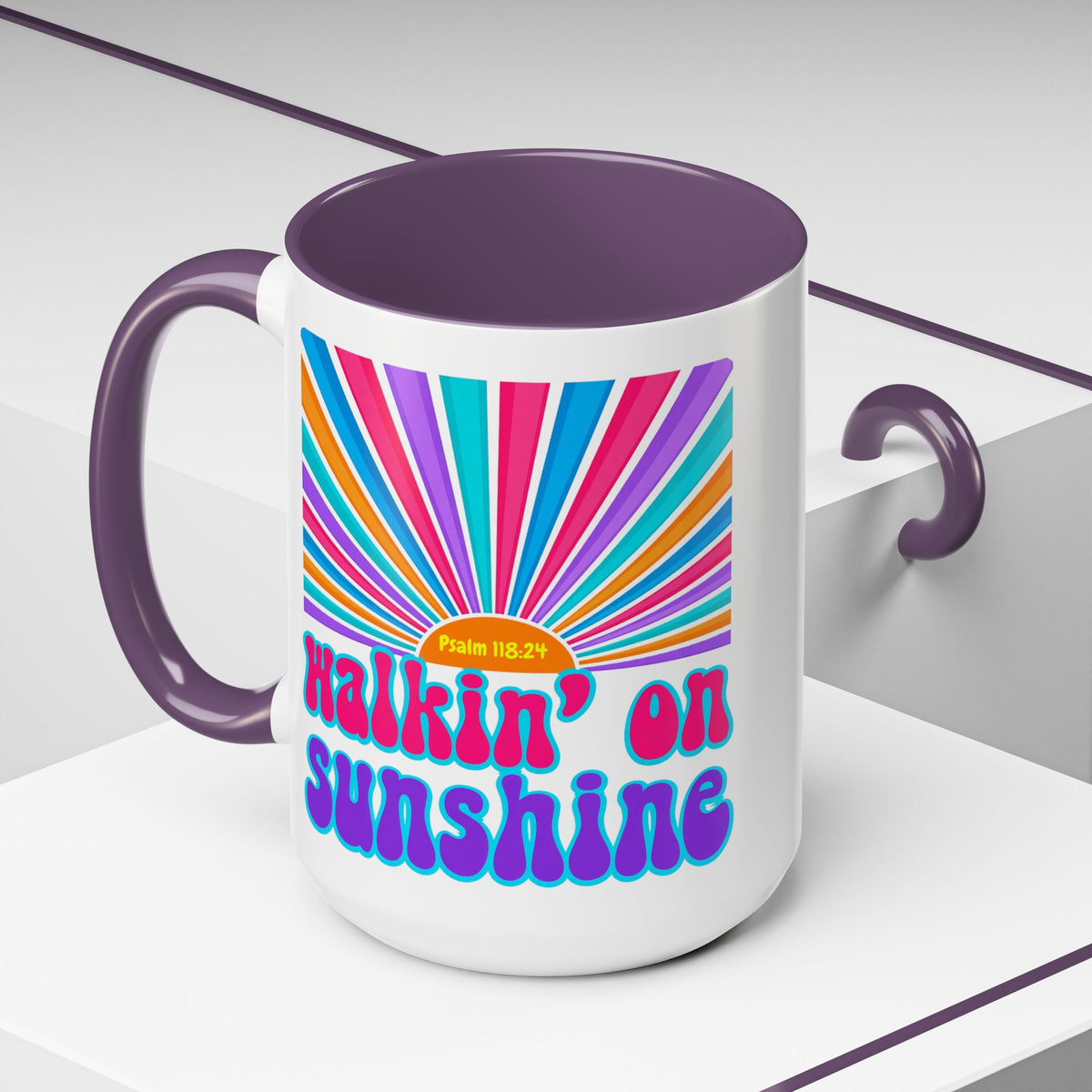 Coffee Mug — "Walkin' on Sunshine" Retro Psalm 118:24 Accent Mug