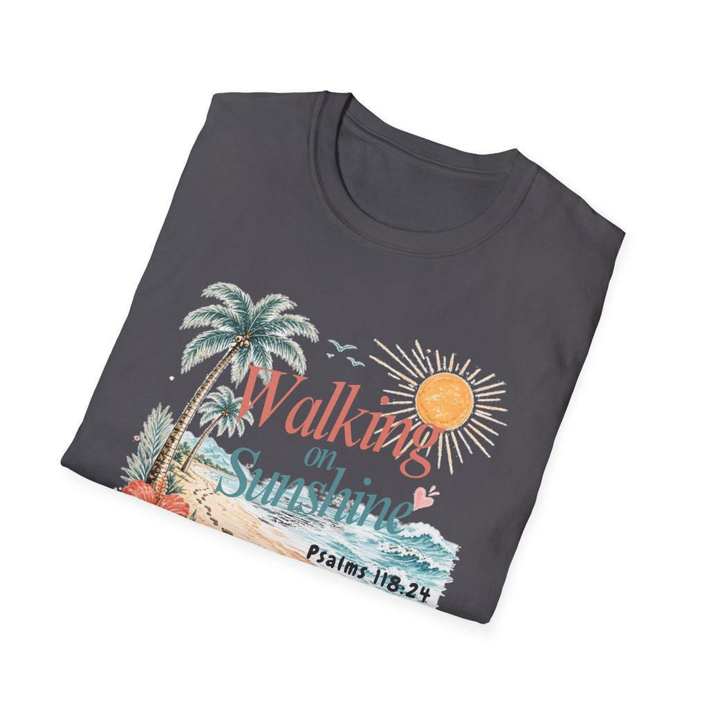 Walking on Sunshine T-Shirt — Tropical Floral Psalms 118:24 Tee