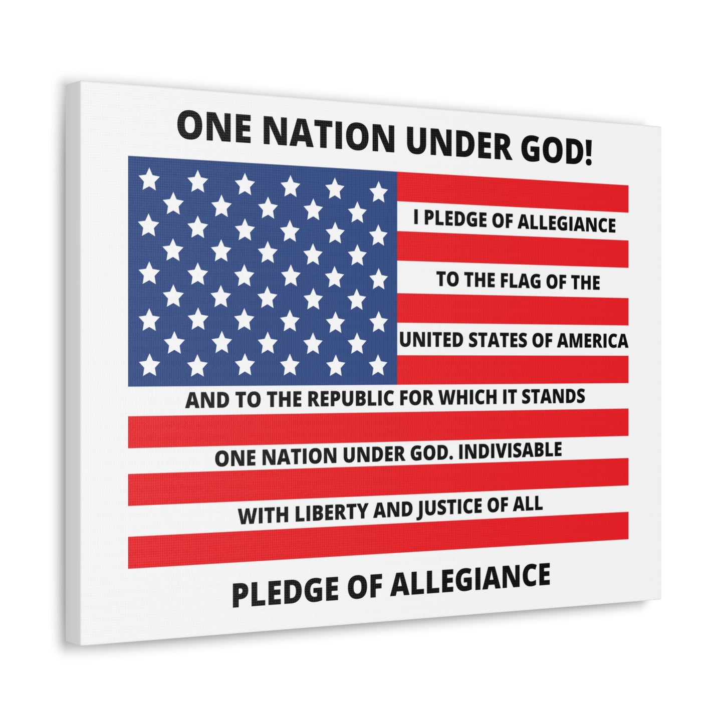 One Nation Under GOD Pledge of Allegiance Canvas Gallery Wraps