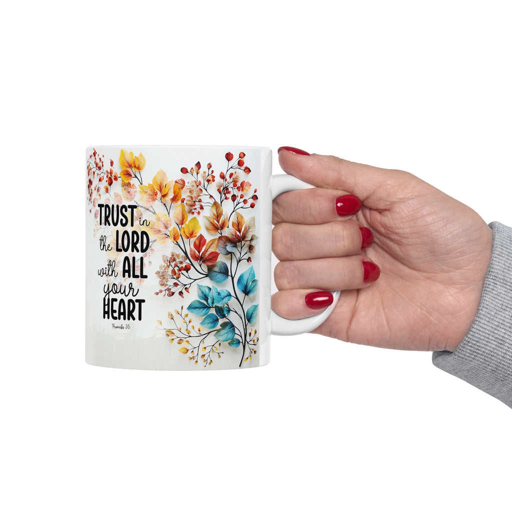 Trust in the Lord Scripture Mug | Floral Faith Coffee Cup