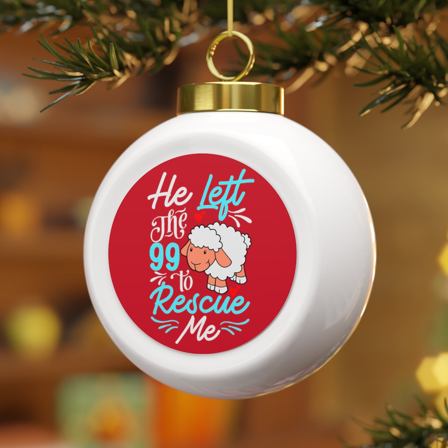 Rescued By Jesus -  Christmas Ball Ornament