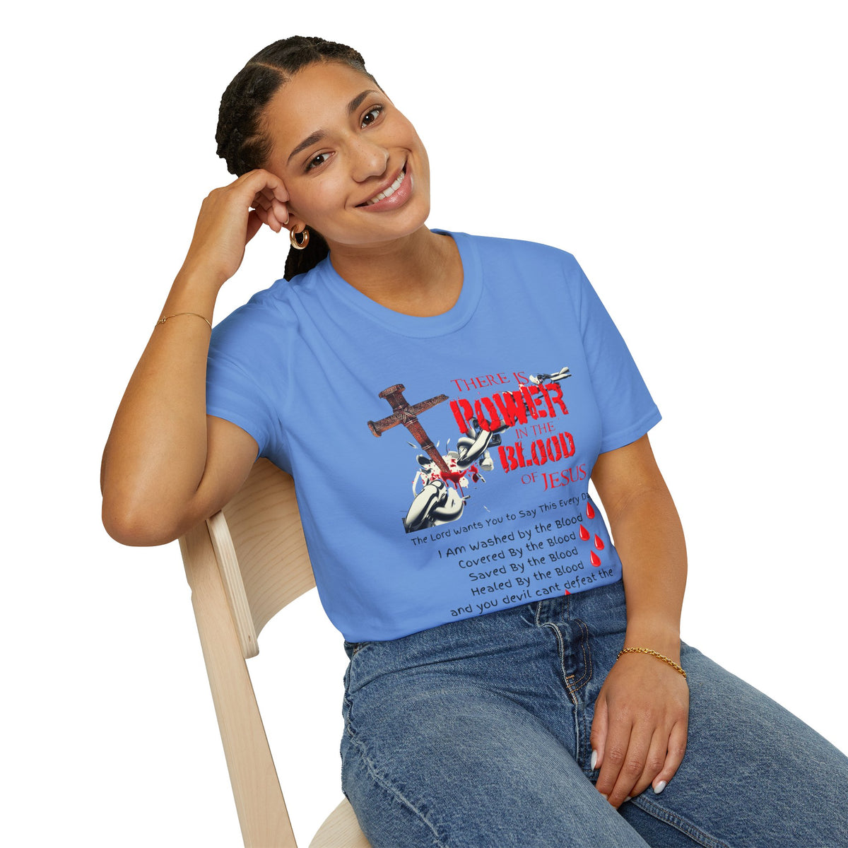 Jesus Blood Cross T-Shirt — "There Is Power In The Blood of Jesus" Christian Tee