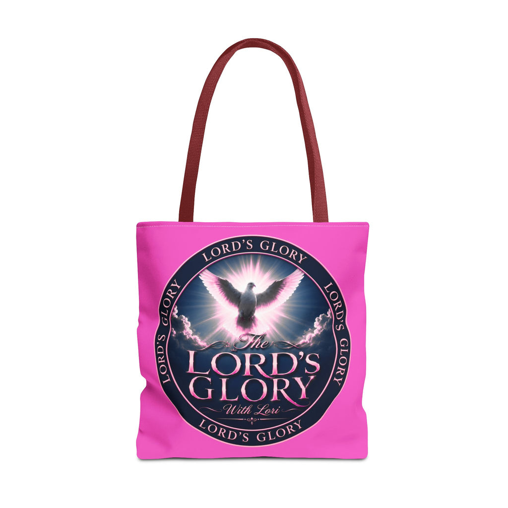 Religious Tote Bag - "The Lord's Glory with Lori" Pink All-Over-Print Christian Tote
