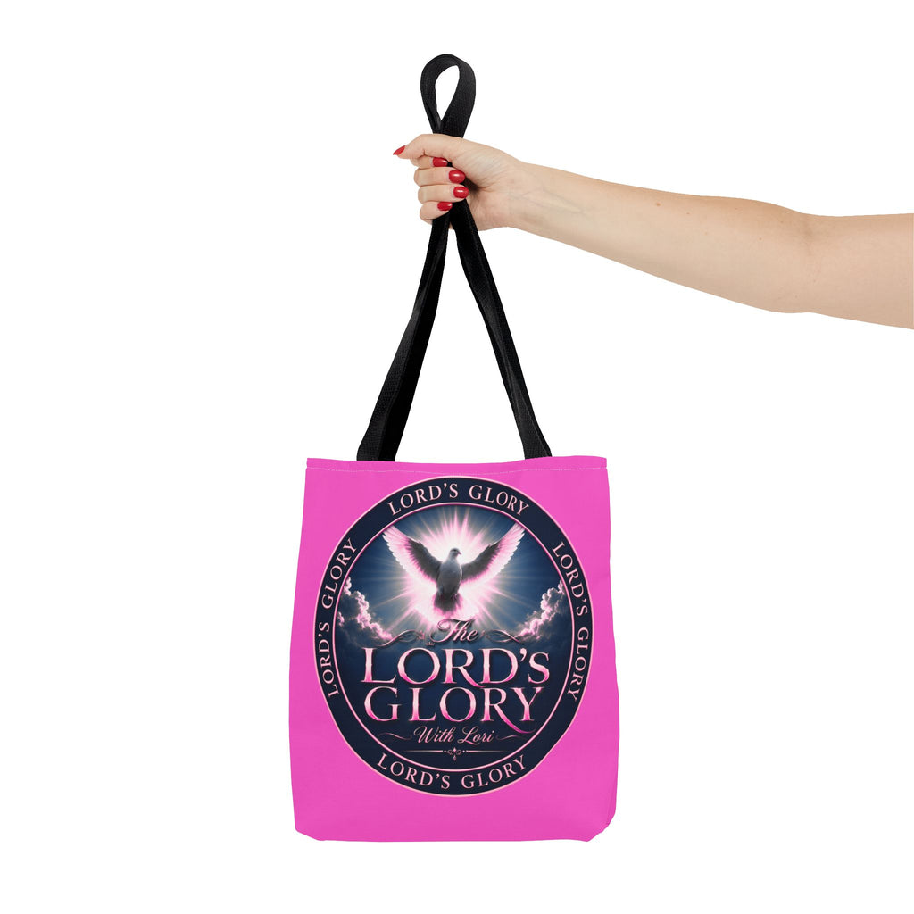 Religious Tote Bag - "The Lord's Glory with Lori" Pink All-Over-Print Christian Tote
