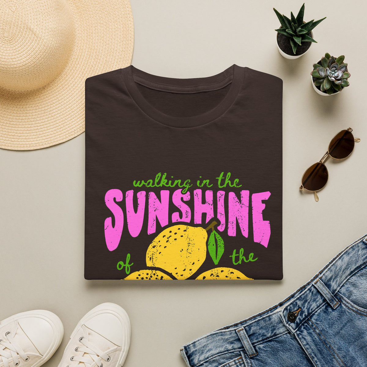 Walking on the Sunshine of the Lord T‑Shirt — Bright Lemon Faith Tee