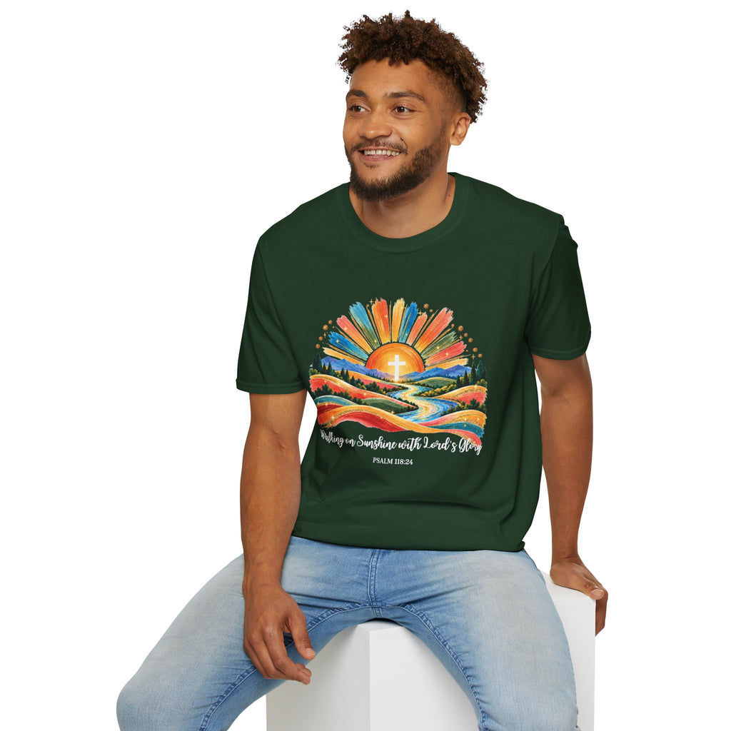 Walking On Sunshine with Lords Glory - with Lori Faith and Hope Christian Sunrise T-Shirt