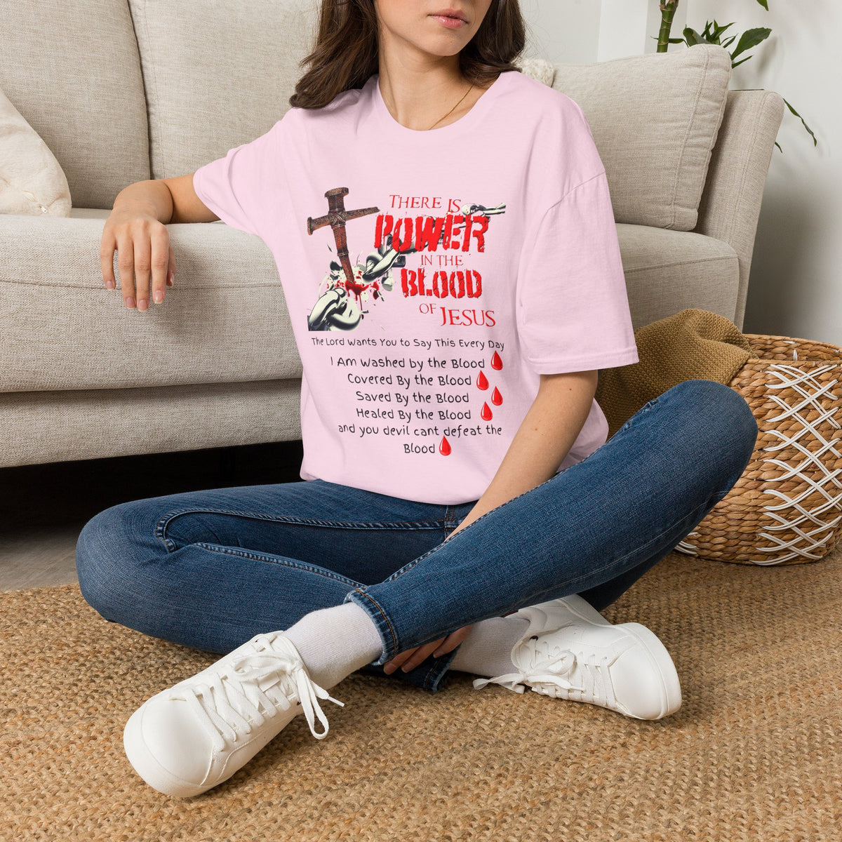 Jesus Blood Cross T-Shirt — "There Is Power In The Blood of Jesus" Christian Tee