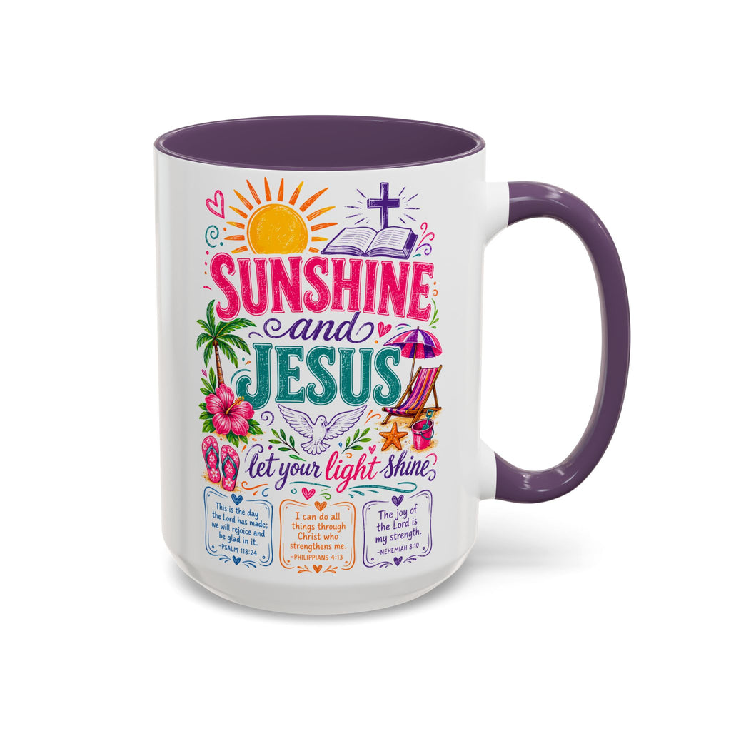 Sunshine and Jesus Coffee Mug — Faith-Inspired Beach Vibe Accent Mug (11/15oz)