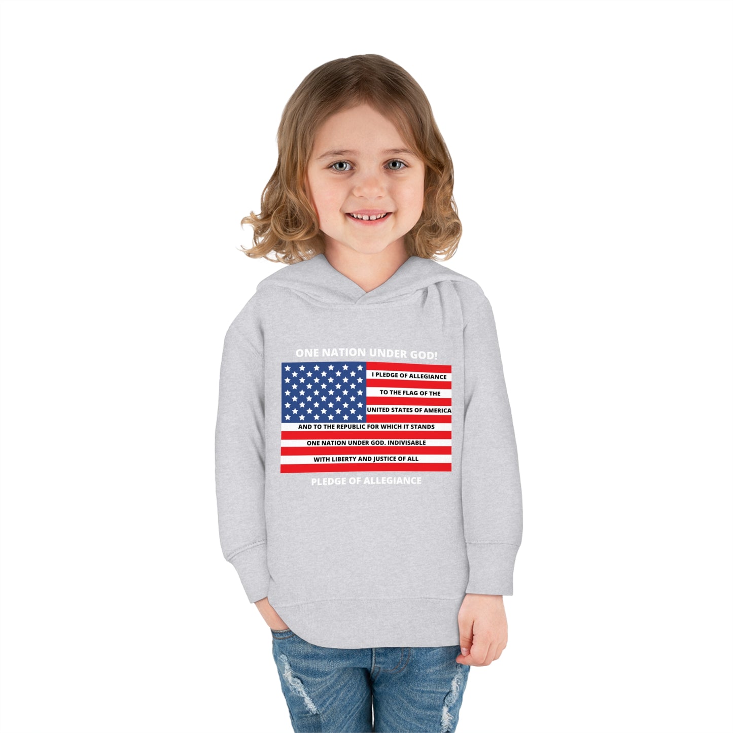 One Nation Under GOD Pledge of Allegiance Toddler Pullover Fleece Hoodie