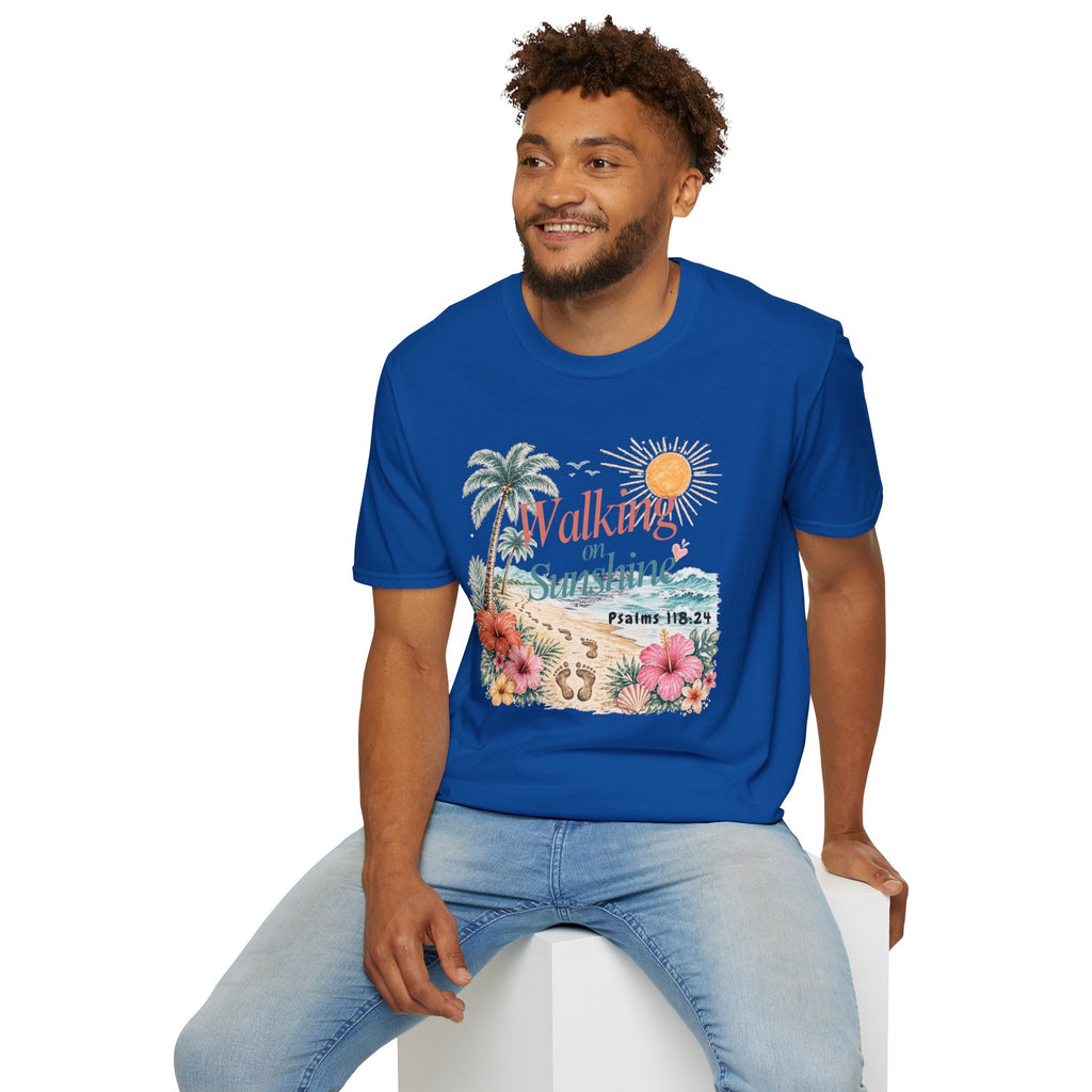Walking on Sunshine T-Shirt — Tropical Floral Psalms 118:24 Tee