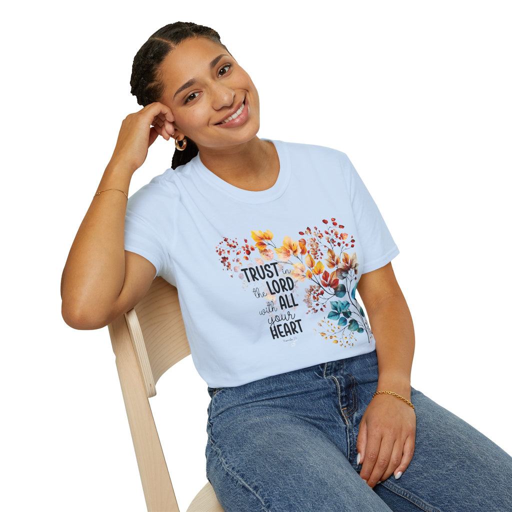 Trust the Lord with All Your Heart T-Shirt | Floral Scripture Design