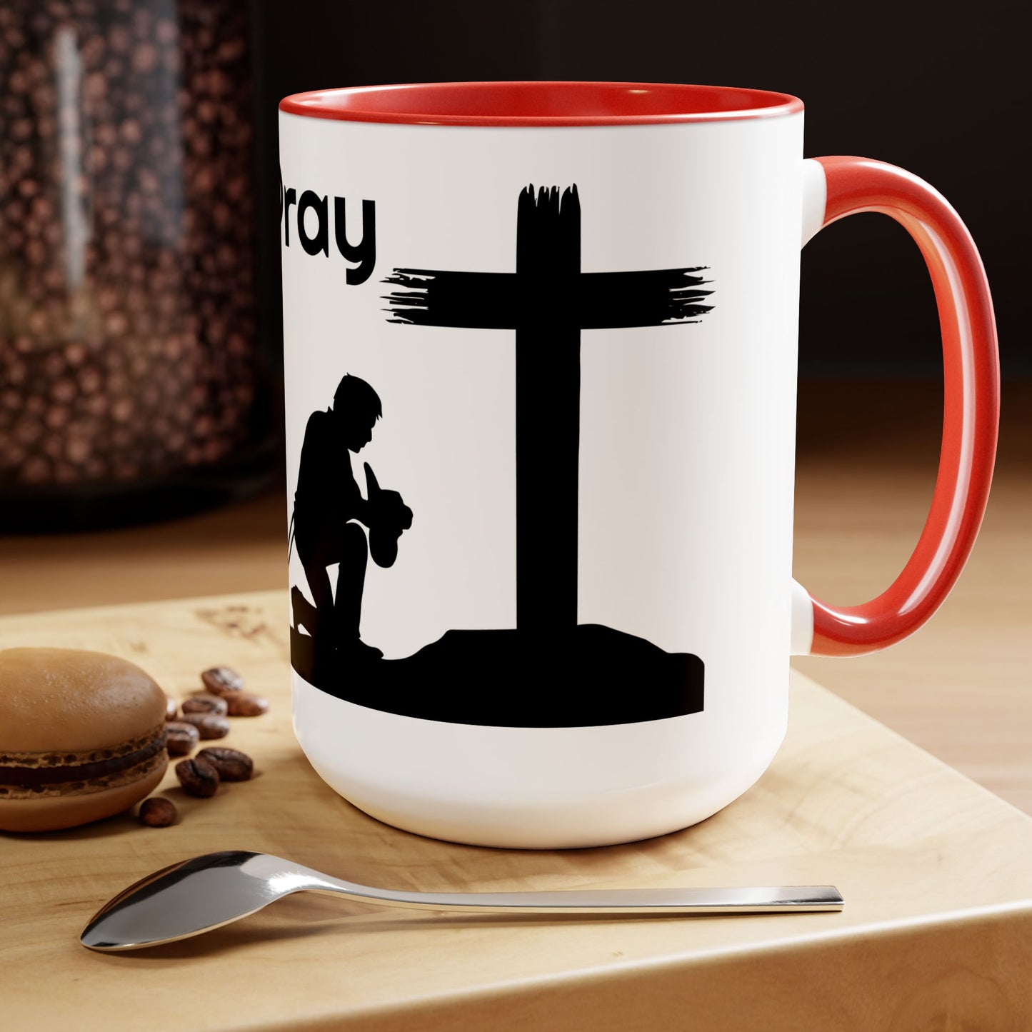 Real Men Pray! Two-Tone Coffee Mugs, 15oz