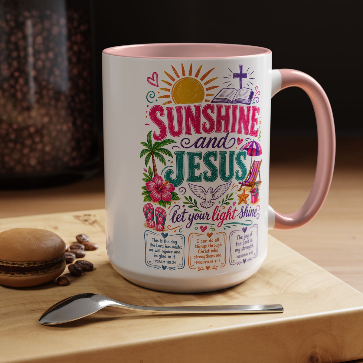 Sunshine and Jesus Coffee Mug — Faith-Inspired Beach Vibe Accent Mug (11/15oz)