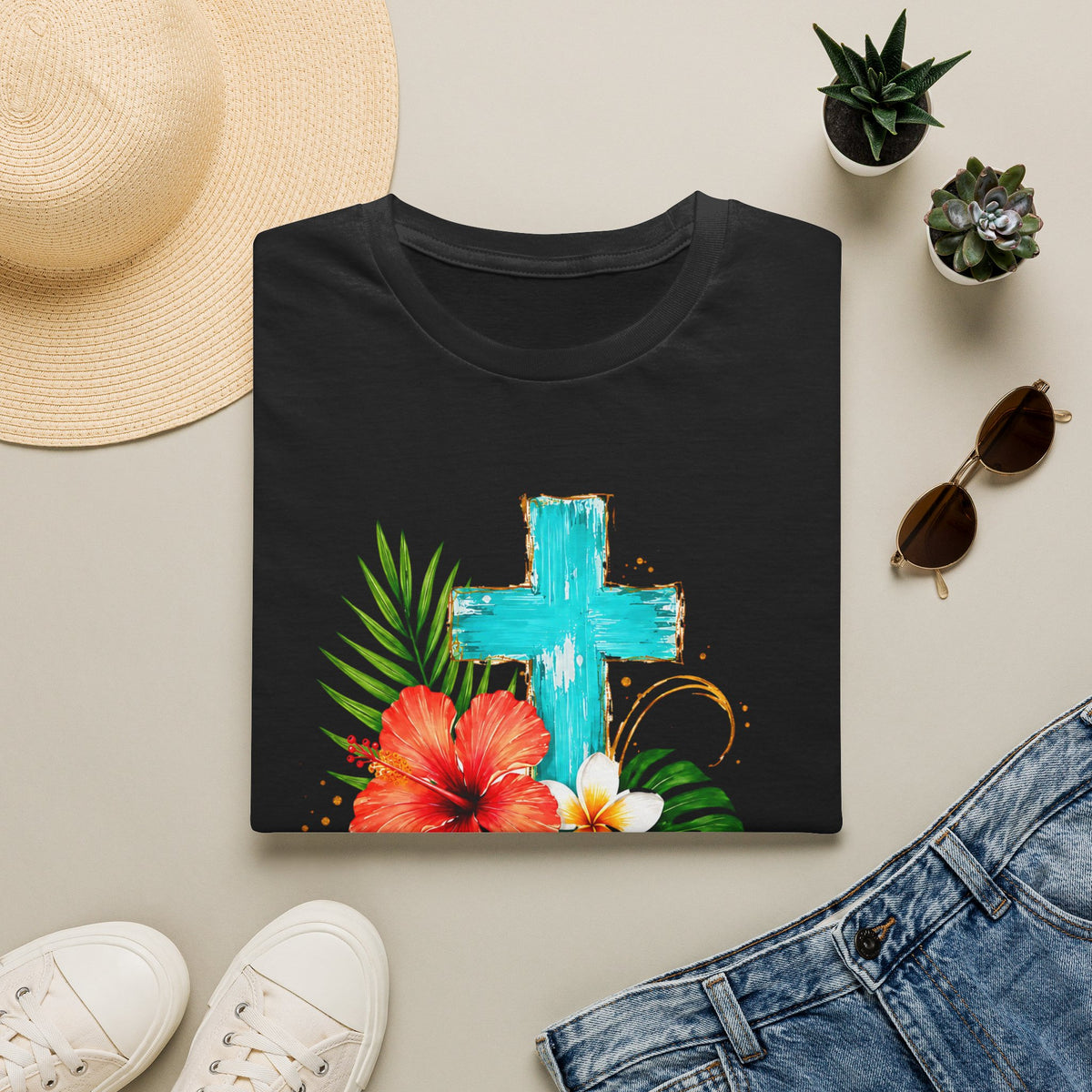 Sunshine & Jesus T-Shirt — Tropical Cross Christian Tee