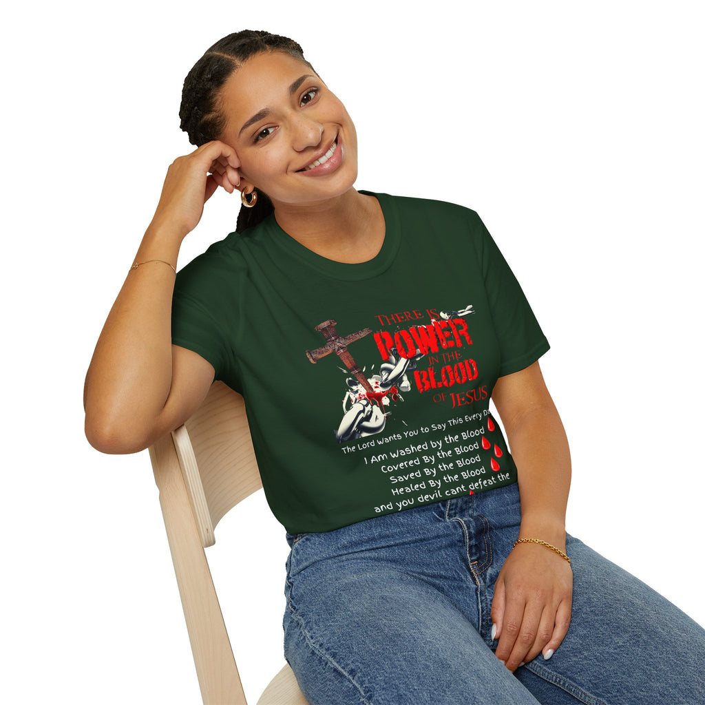 There's Power in the Blood of Jesus T-Shirt — Christian Cross Faith Shirt (Washed by the Blood)