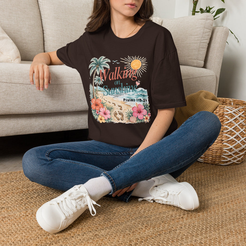 Walking on Sunshine T-Shirt — Tropical Floral Psalms 118:24 Tee
