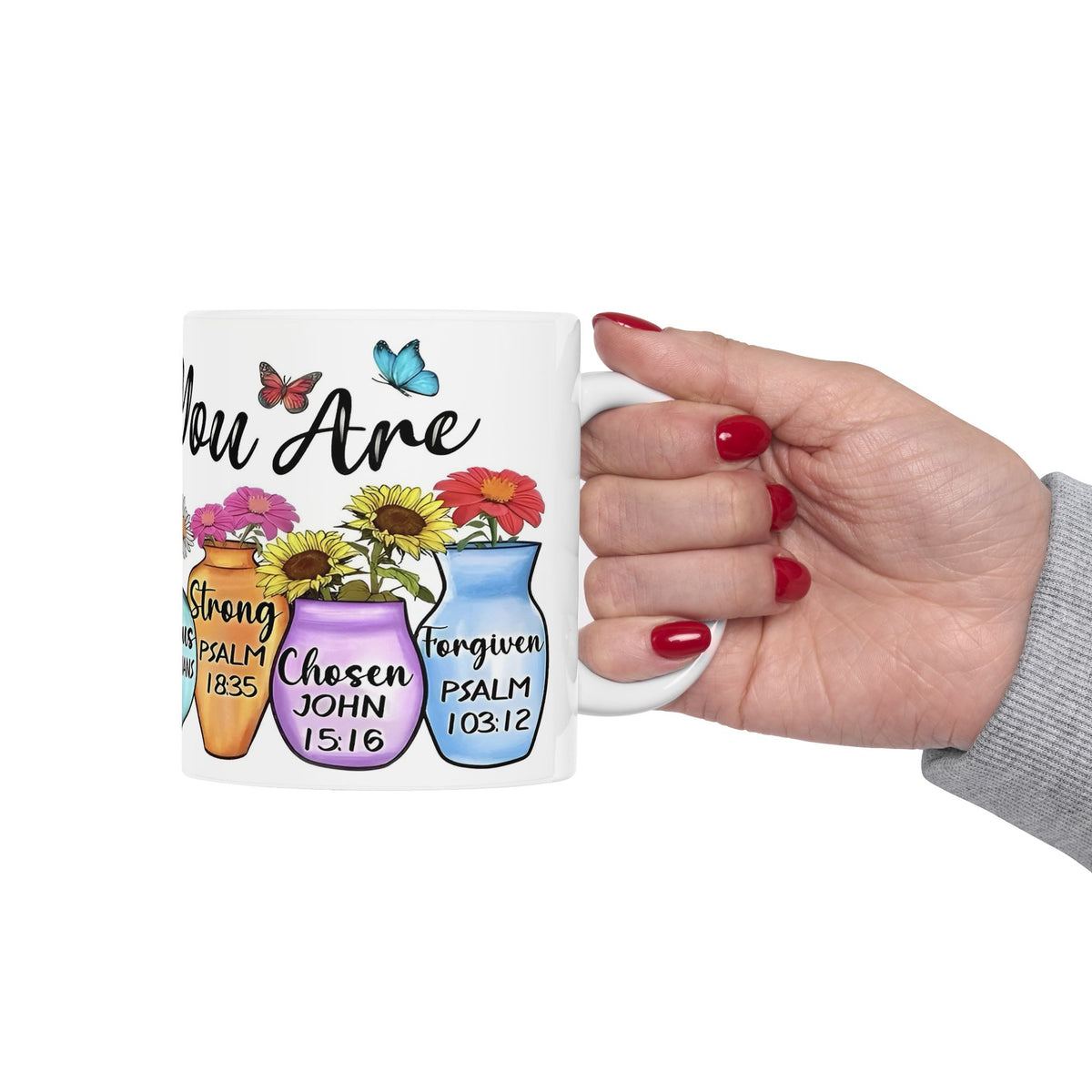 GOD Says You Are - Love Me Floral Bible Verse Ceramic Mug