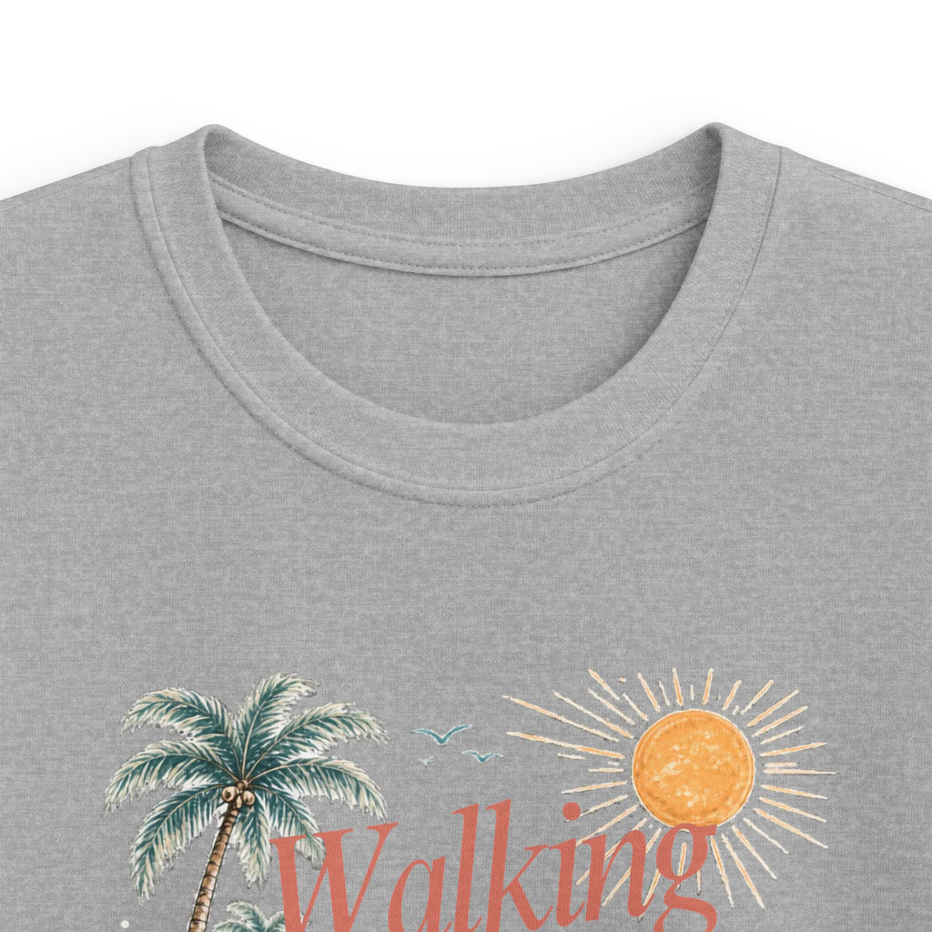 Kids Tee — "Walking in Sunshine" Floral Palm Beach Christian T‑Shirt (Psalm 118:24)