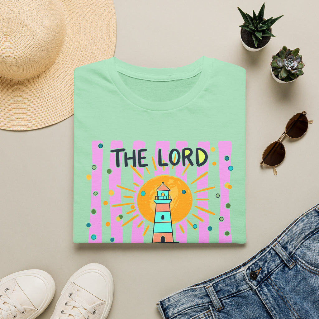 The Lord Is My Light Lighthouse Christian T-Shirt — Psalm 27:1  Inspirational Tee