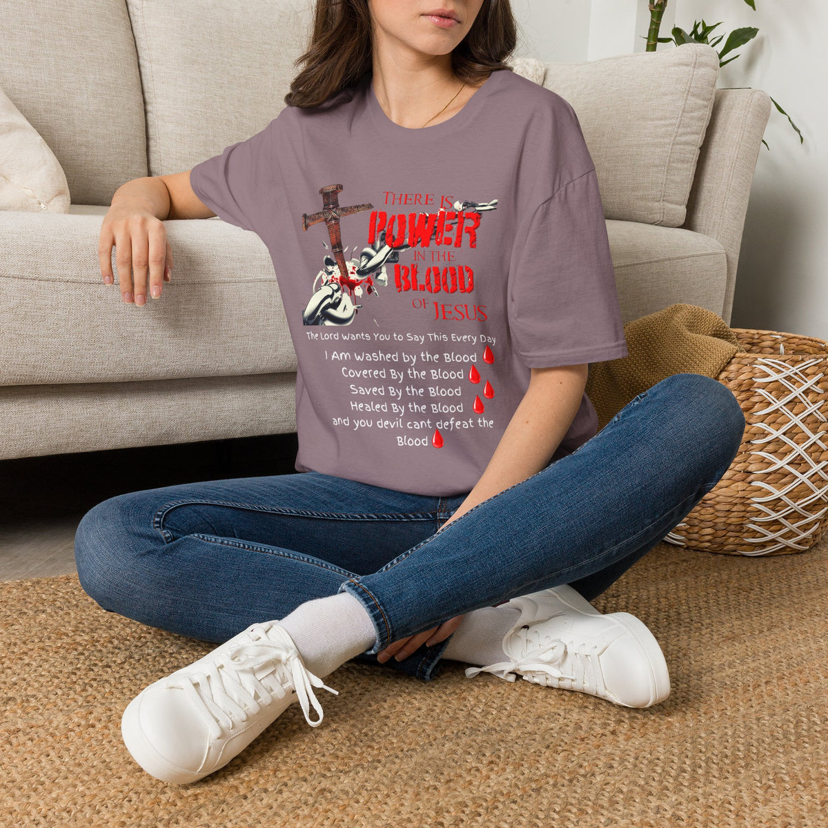 There's Power in the Blood of Jesus T-Shirt — Christian Cross Faith Shirt (Washed by the Blood)