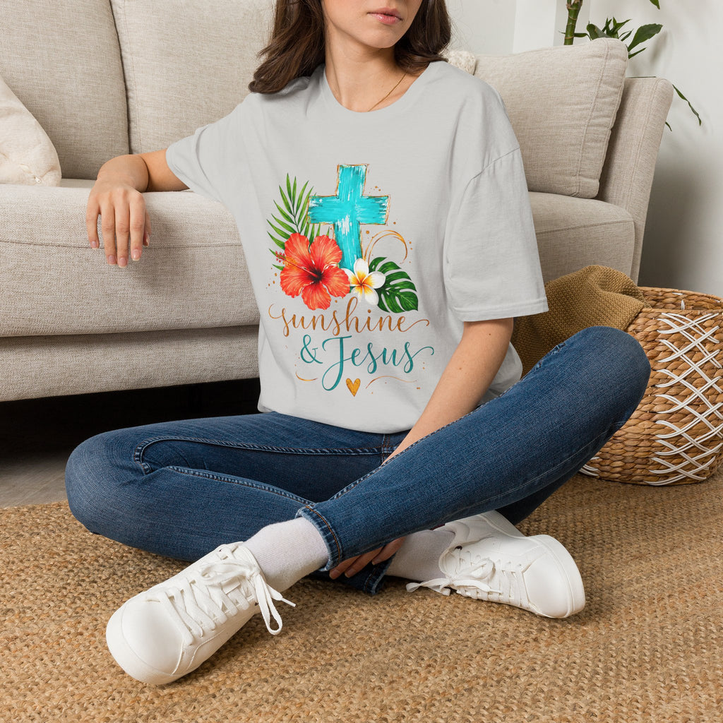 Sunshine & Jesus T-Shirt — Tropical Cross Christian Tee