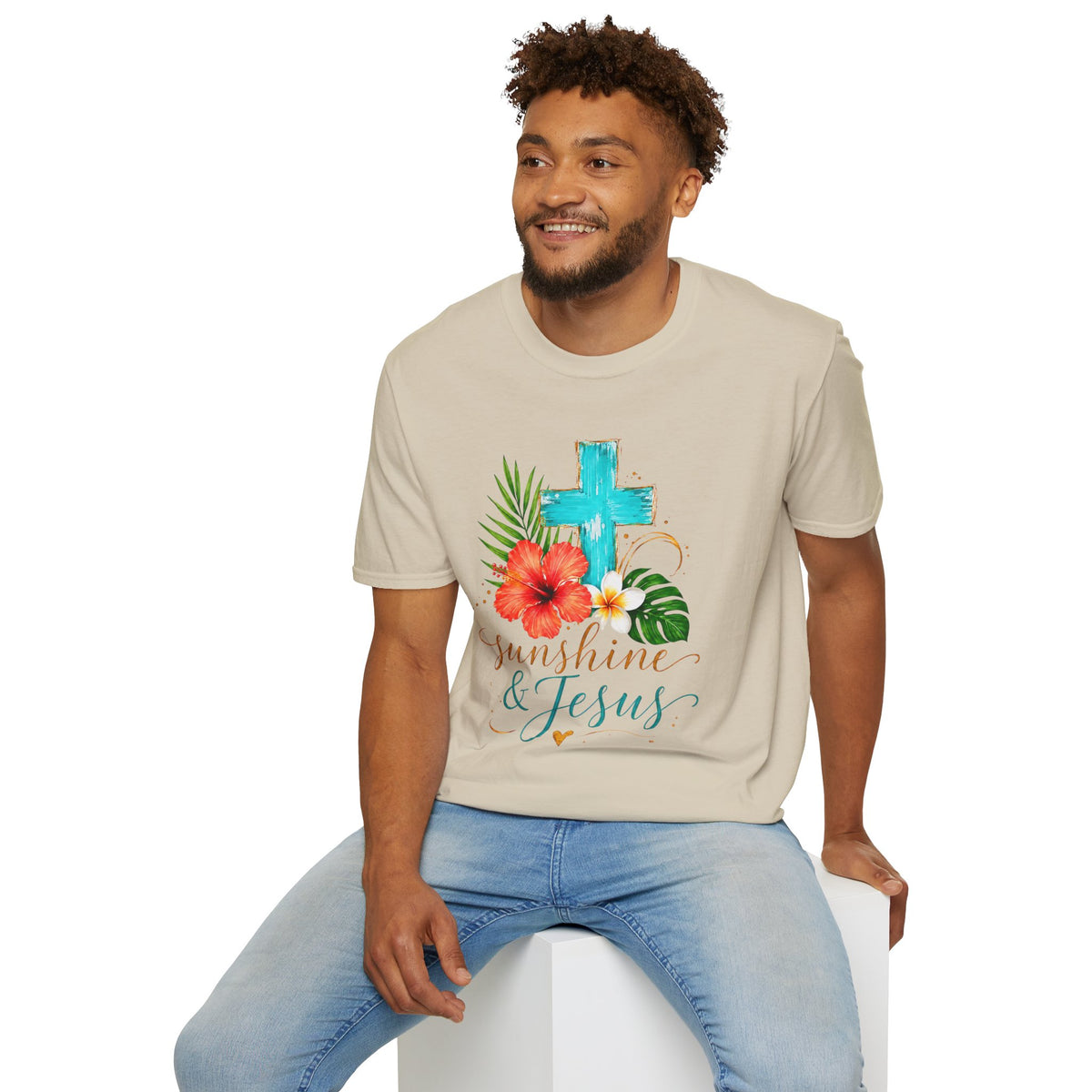 Sunshine & Jesus T-Shirt — Tropical Cross Christian Tee