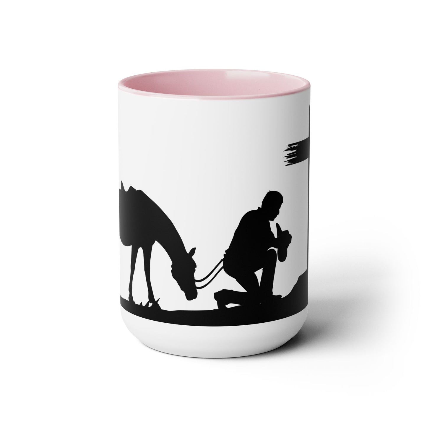 Cowboy Praying to GOD Two-Tone Coffee Mugs, 15oz