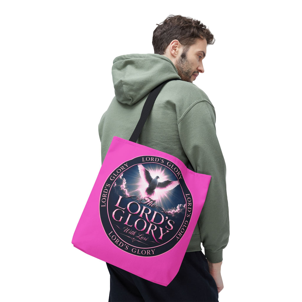 Religious Tote Bag - "The Lord's Glory with Lori" Pink All-Over-Print Christian Tote