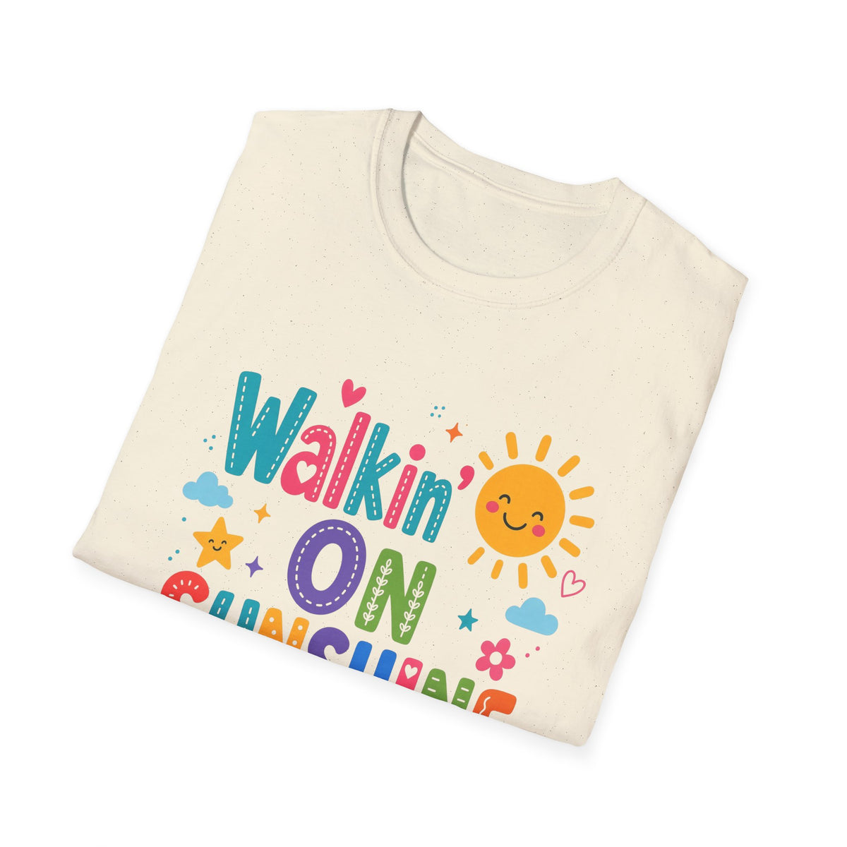 T-Shirt — "Walkin' on Sunshine" Bright Retro Sun Graphic Tee ‭‭Psalms‬ ‭118‬:‭24‬ ‭