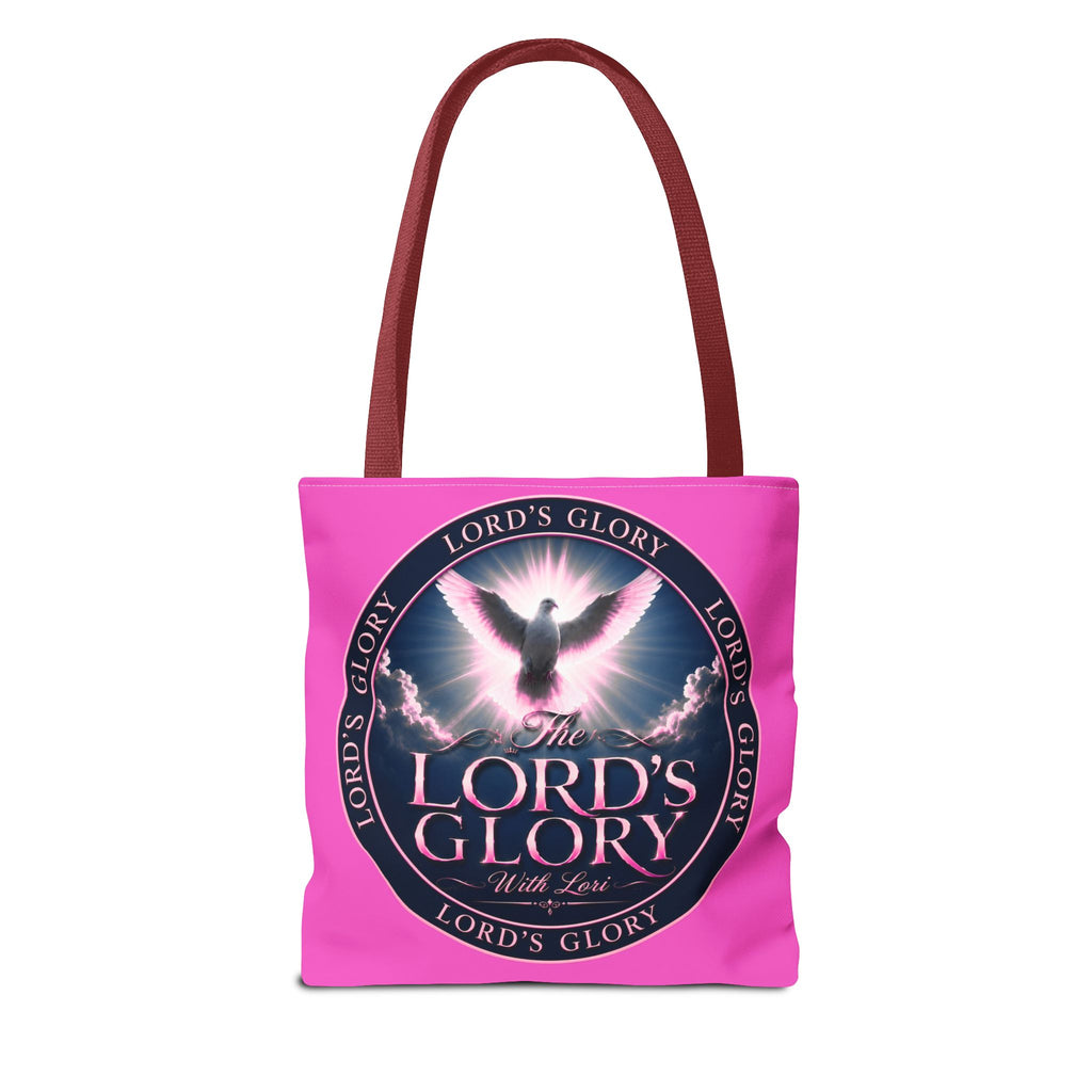 Religious Tote Bag - "The Lord's Glory with Lori" Pink All-Over-Print Christian Tote