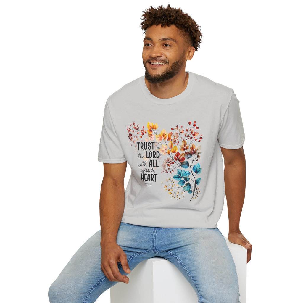 Trust the Lord with All Your Heart T-Shirt | Floral Scripture Design