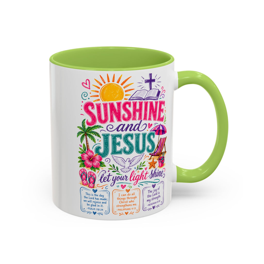 Sunshine and Jesus Coffee Mug — Faith-Inspired Beach Vibe Accent Mug (11/15oz)