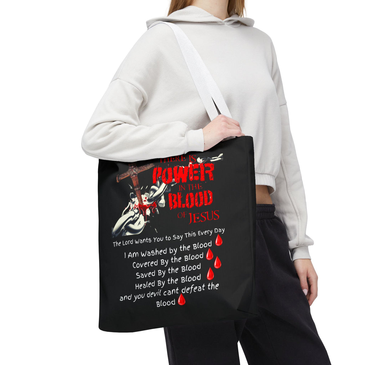 Tote — "The Power of the Blood of Jesus" Inspirational Christian Tote Bag