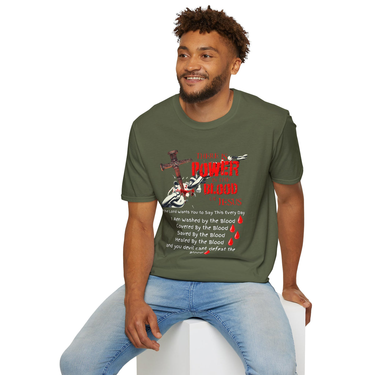 There's Power in the Blood of Jesus T-Shirt — Christian Cross Faith Shirt (Washed by the Blood)