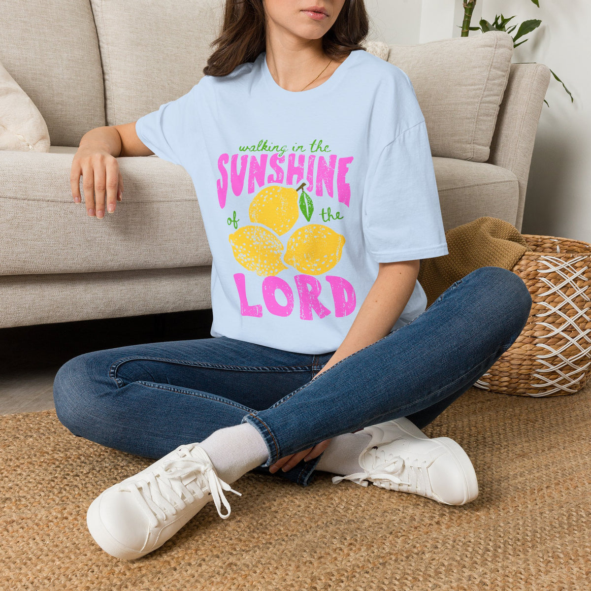 Walking on the Sunshine of the Lord T‑Shirt — Bright Lemon Faith Tee