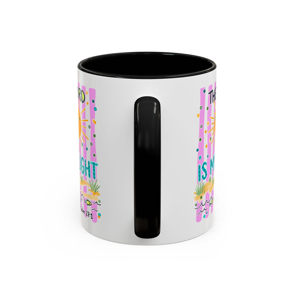 Christian Coffee Mug - "The Lord Is My Light" Lighthouse Psalm 27:1 Accent Mug