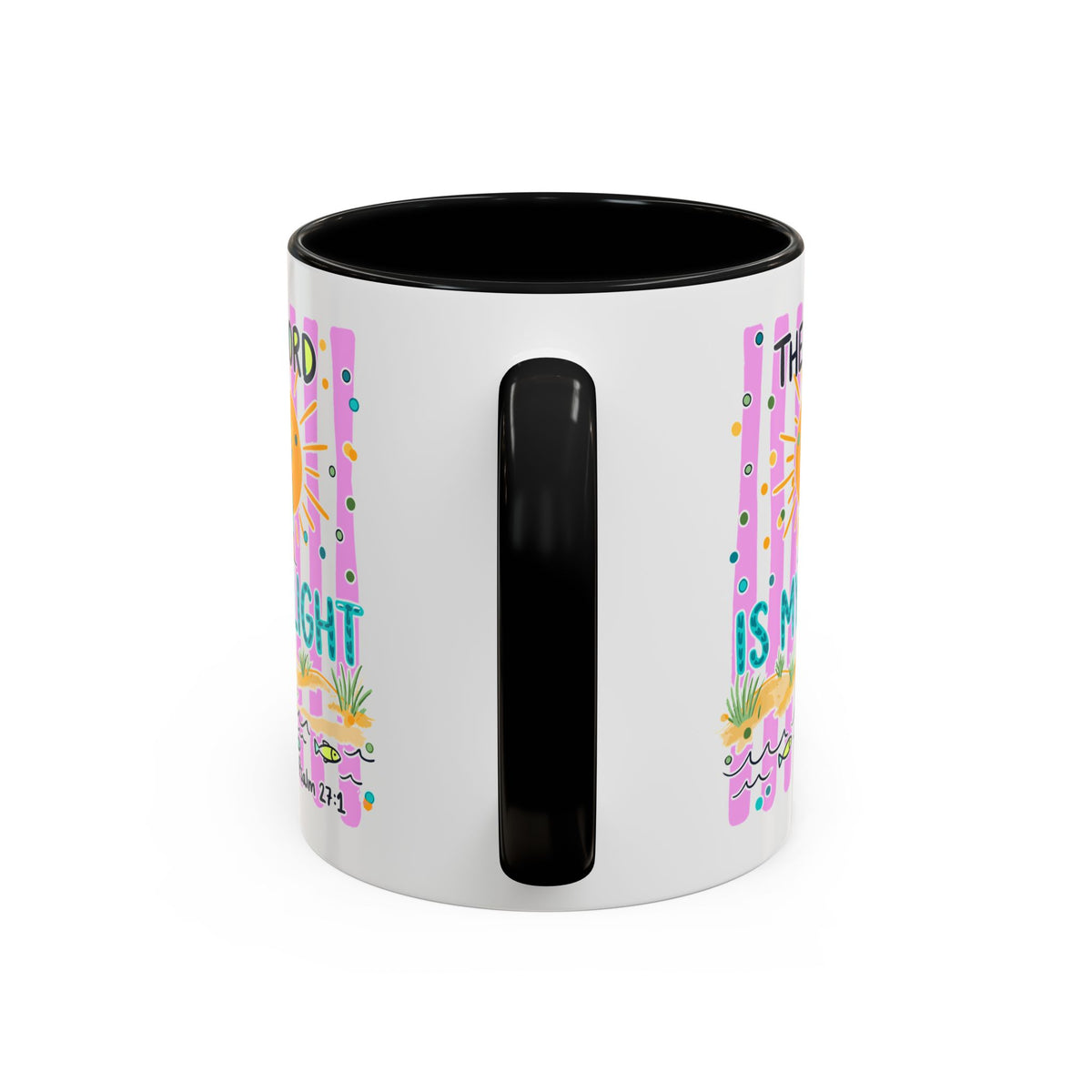 Christian Coffee Mug - "The Lord Is My Light" Lighthouse Psalm 27:1 Accent Mug