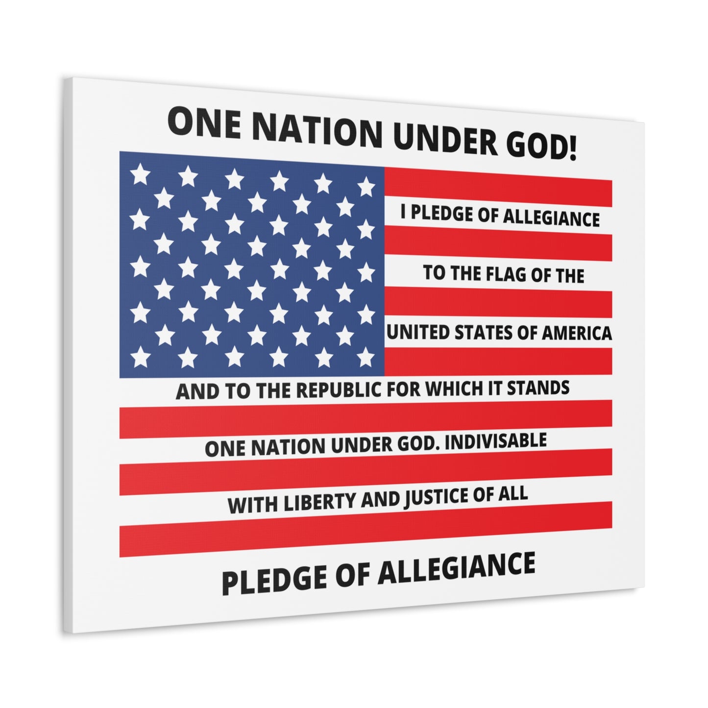 One Nation Under GOD Pledge of Allegiance Canvas Gallery Wraps