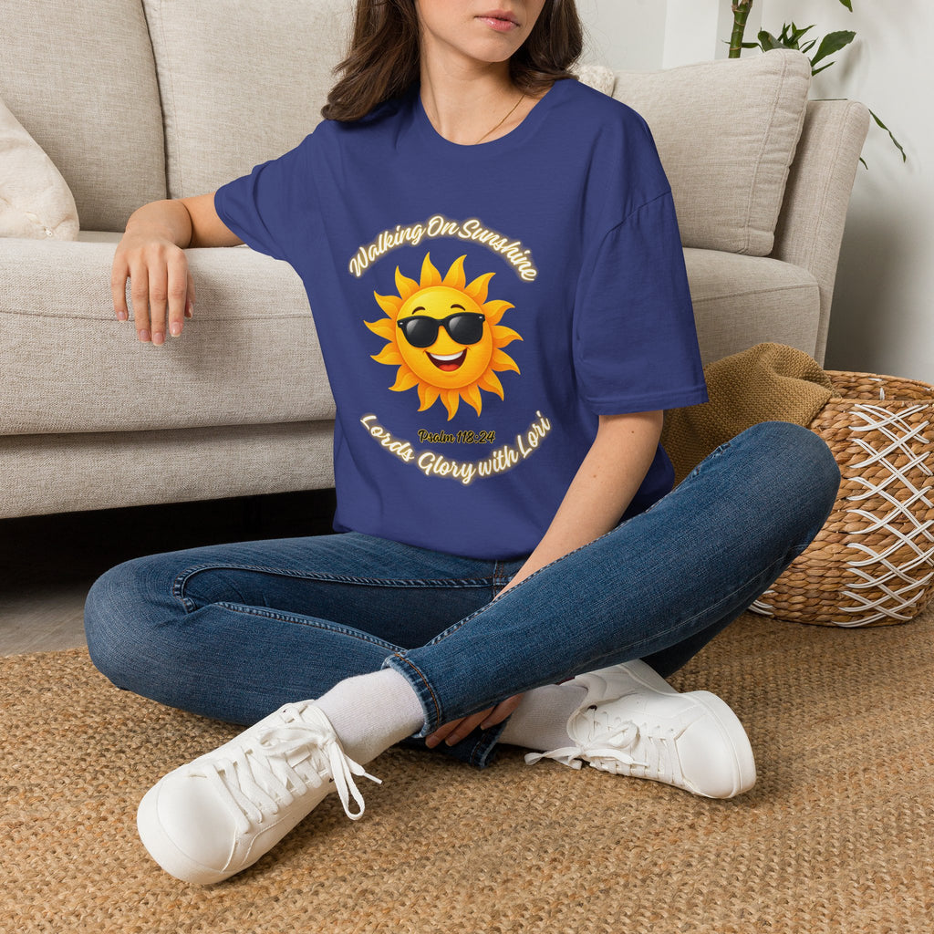 Sunshine Smiles T-Shirt — Sunglasses Sun with Psalm 118:24 Inspirational Tee