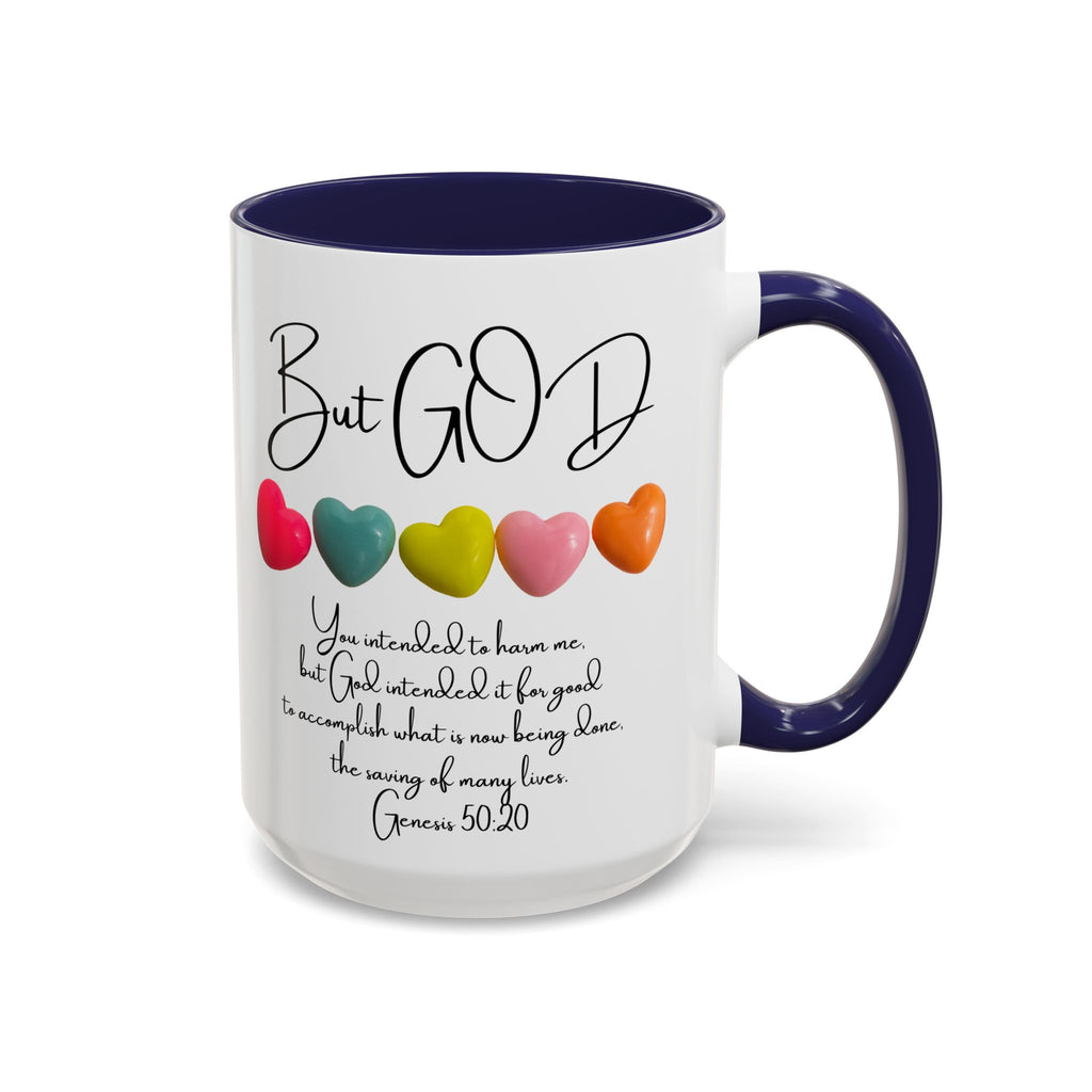 But God Scripture Coffee Mug — Genesis 50:20 Inspirational Heart Accent Mug (11/15oz)