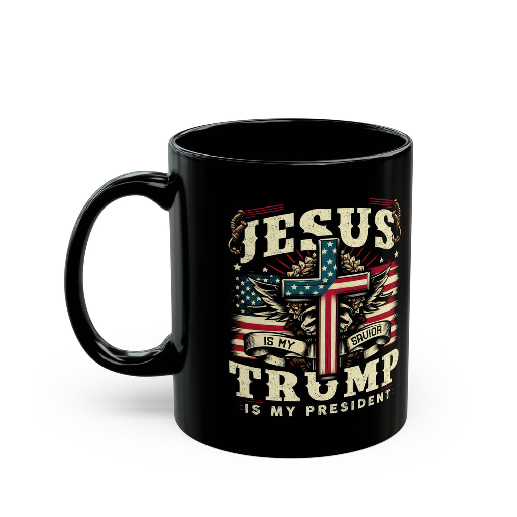 Jesus is My Savior Trump is My President Mug | Black Ceramic Coffee Cup