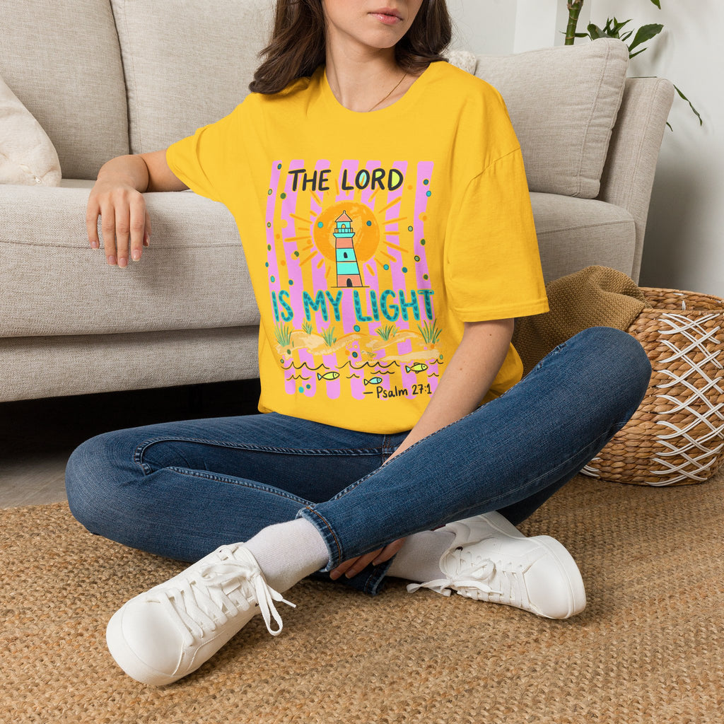 The Lord Is My Light Lighthouse Christian T-Shirt — Psalm 27:1  Inspirational Tee