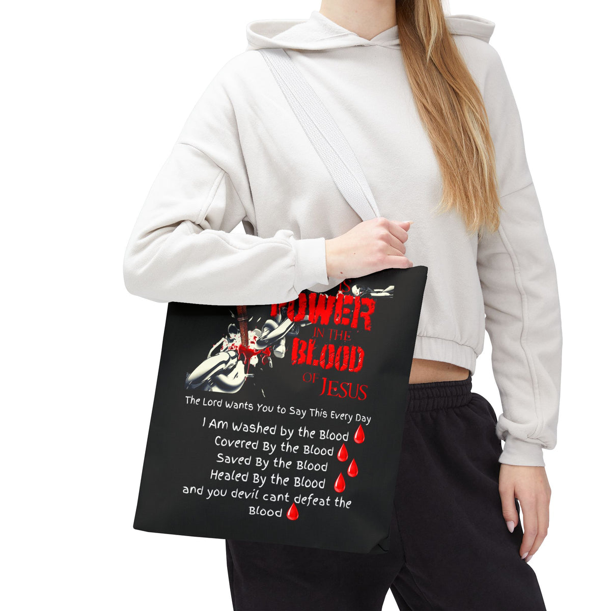 Tote — "The Power of the Blood of Jesus" Inspirational Christian Tote Bag