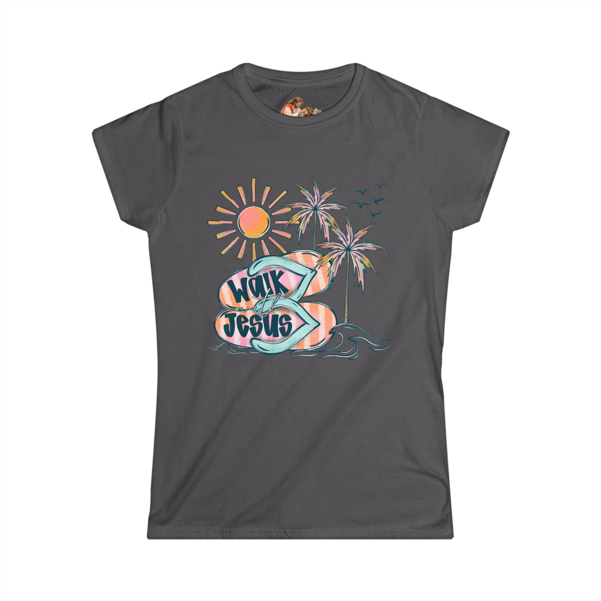 Walk By Faith surf design Tee | Palm Trees, Sun, Beach Vibes