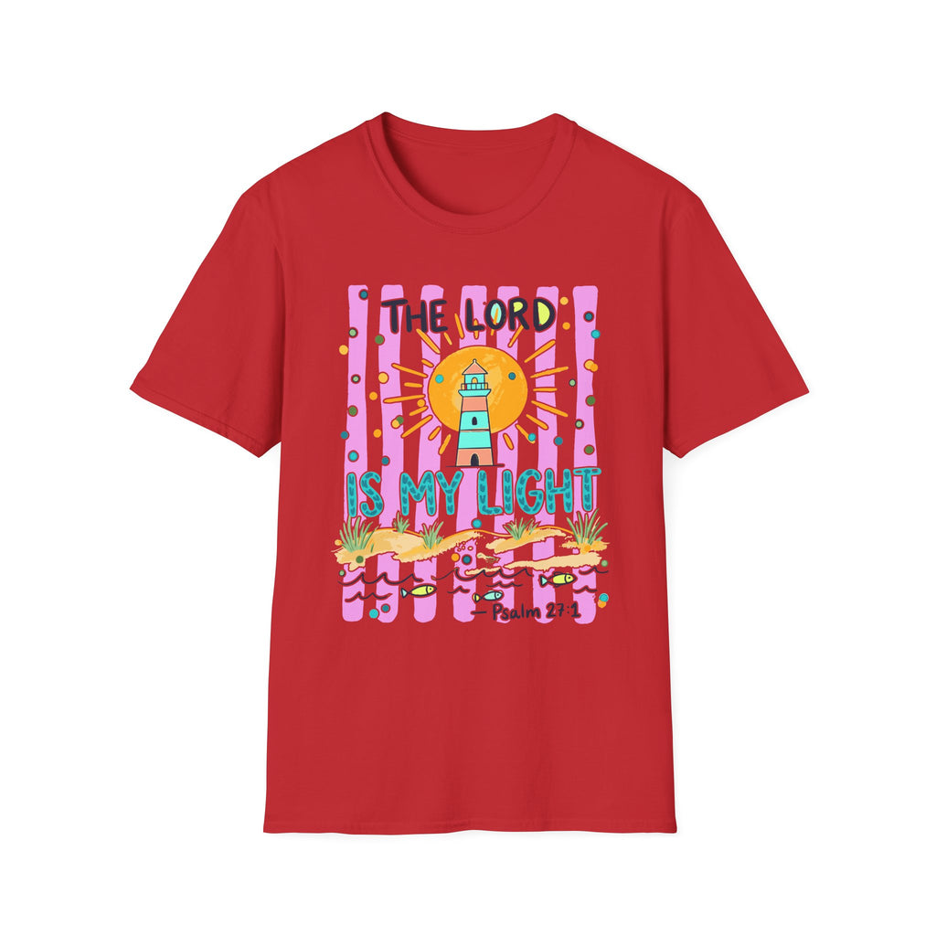 The Lord Is My Light Lighthouse Christian T-Shirt — Psalm 27:1  Inspirational Tee