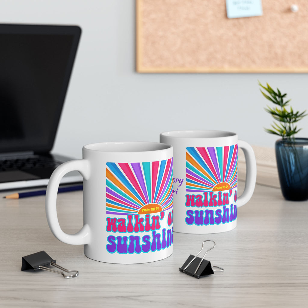 Walking on Sunshine Christian Coffee Mug — "Lord's Glory with Lori" Colorful Sunrise Faith Mug (11oz, 15oz)