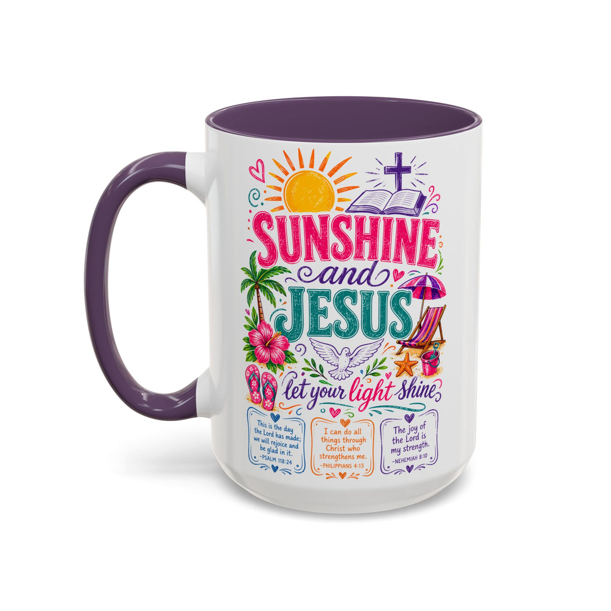 Sunshine and Jesus Coffee Mug — Faith-Inspired Beach Vibe Accent Mug (11/15oz)
