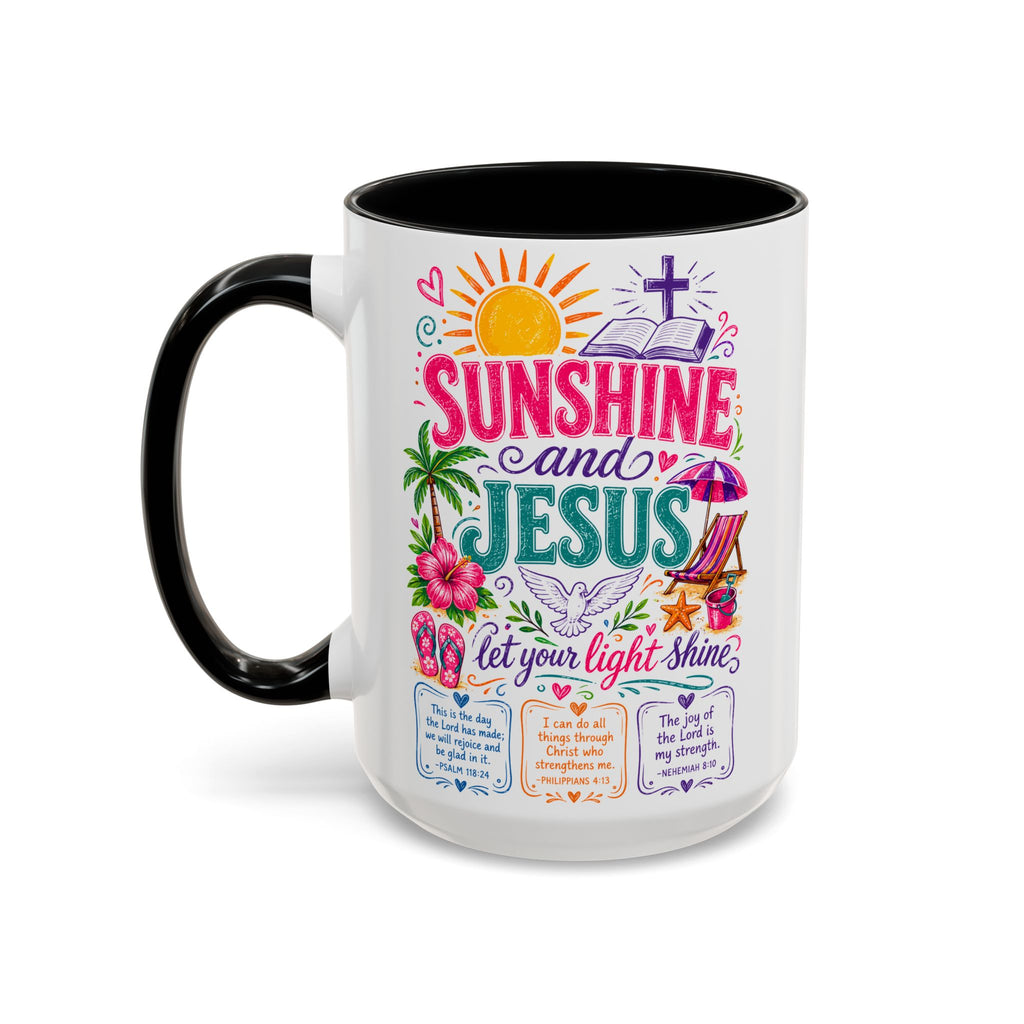 Sunshine and Jesus Coffee Mug — Faith-Inspired Beach Vibe Accent Mug (11/15oz)