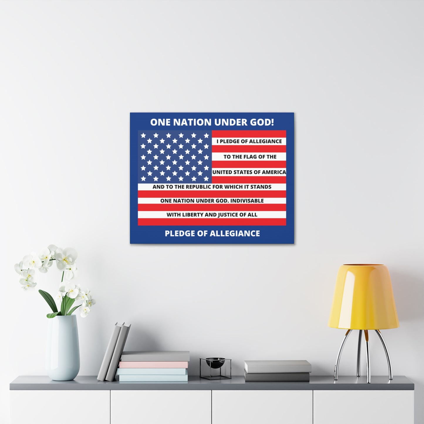 One Nation Under GOD Pledge of Allegiance Canvas Gallery Wraps