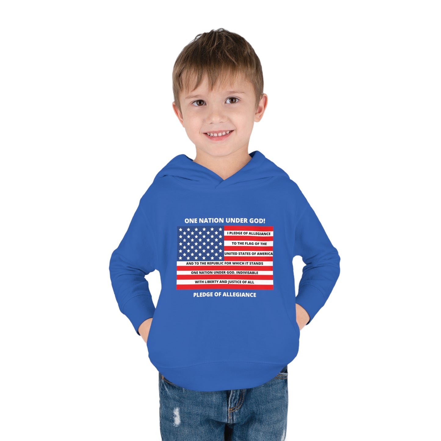 One Nation Under GOD Pledge of Allegiance Toddler Pullover Fleece Hoodie